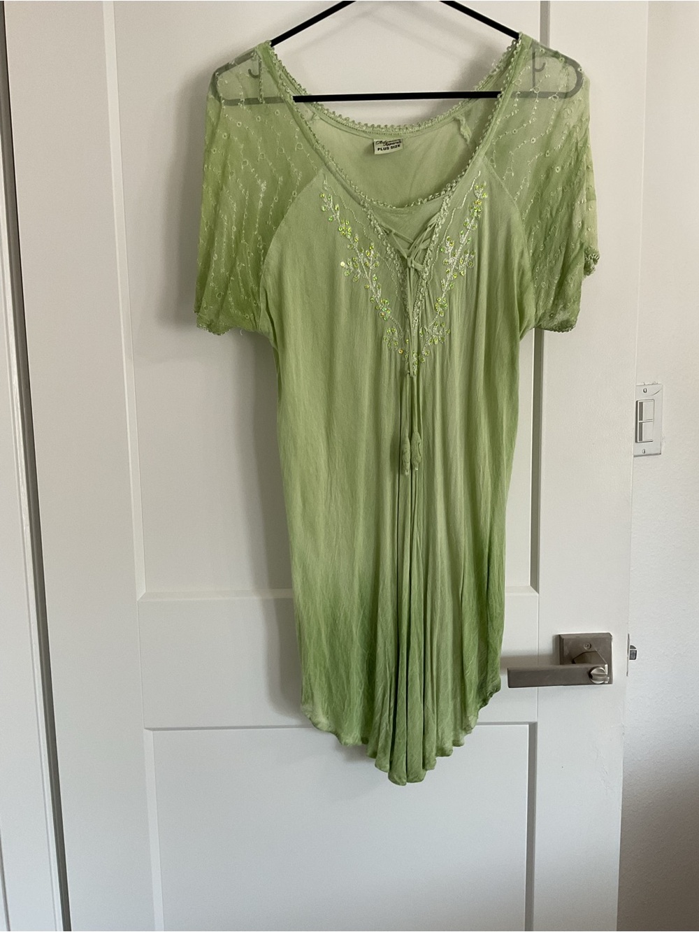 Advance Apparels Light Green Embroidered Tie-Front Tunic